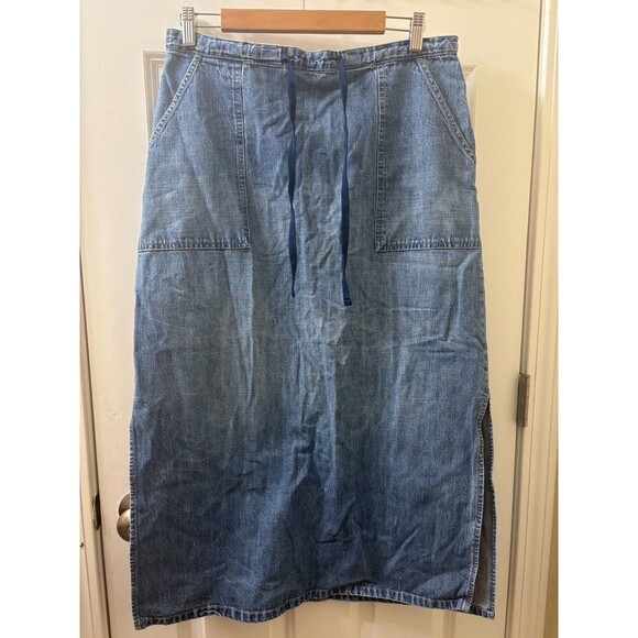 66 Route Skirt Blue Jean Drawstring Sporty Long Denim Maxi Women’s 13/14 COUNTRY - Picture 1 of 10